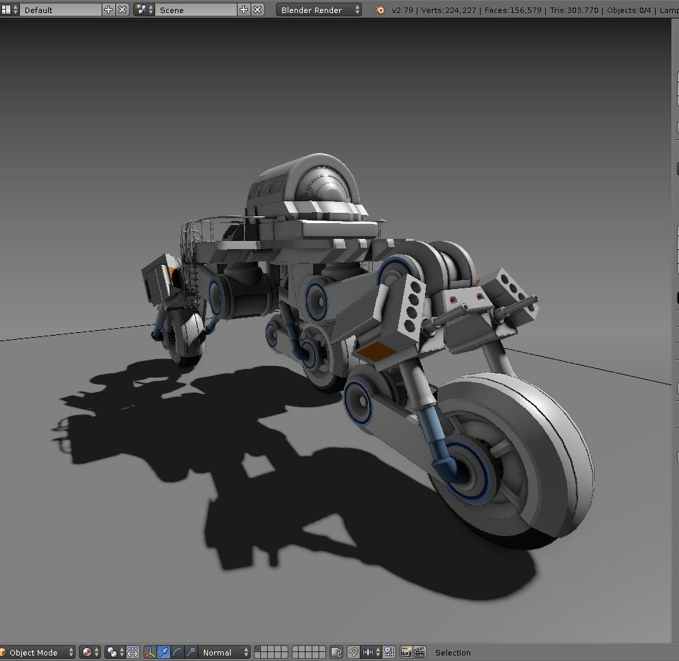 Futuristic Trike High-Poly preview image 2
